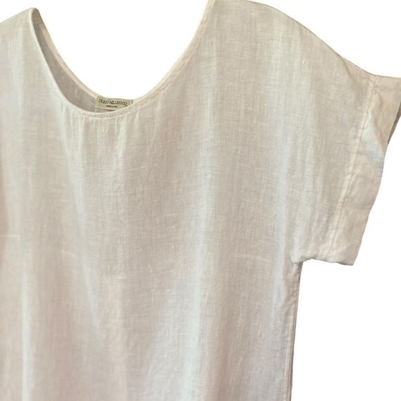 Terzo Millennio Sz M White Gauzy Linen Flowy Oversized Button Back Blouse - Picture 3 of 5